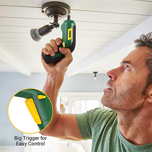 Cordless Screwdriver, Electric Screwdriver Rechargeable, 4V 2000mAh Li-ion, MAX Torque 4Nm - Dual LED, Palm-Sized, 6 Pcs Various Bits, USB Charging with Cable