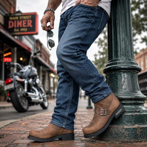 Image of Milwaukee Leather Men's Classic Leather Engineer Motorcycle Biker Boots | Premium Material, Round Toe, Rider Ready, Durable Everyday Wear