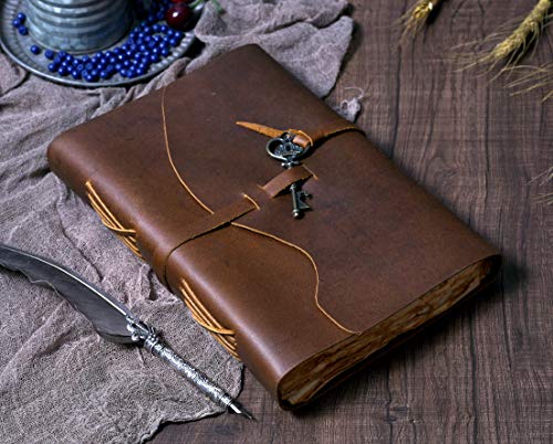 Image of LEATHER VILLAGE Green Leather Journal Key Lock, Fuchsia 10x7.