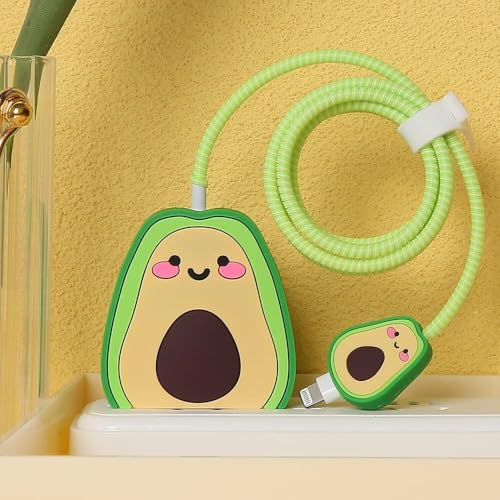 Image of INEFABLE Charger Case Cover Protector with 3D Cute Pattern for iPhone Charger only 18W & 20W, Data Charging Cable Wire Saver Protective Cable Cover Full Protection - Set Of 1 (Green loki)