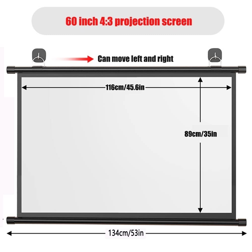 Schermo Per Proiettore 60 Pollici 16:9 Telo Proiettore Schermo Film Home Theater Schermo Da Proiezione HD Telo Di Proiezione Avvolgibile Manuale Per Interni Ed Esterni - Montaggio A Muro(60"(4
