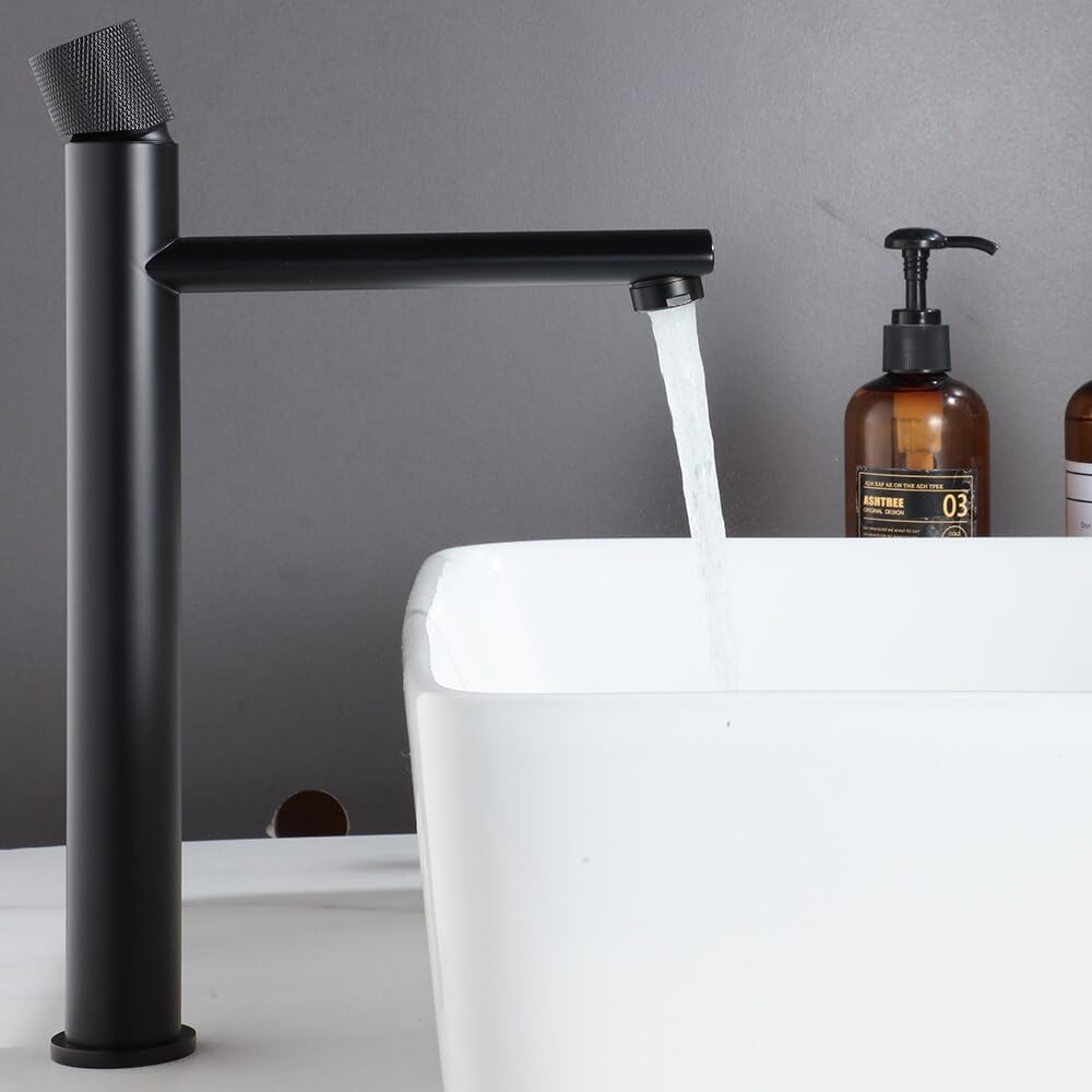 Mitigeur de bassin noir et or en laiton avec commande unique eau chaude et froide