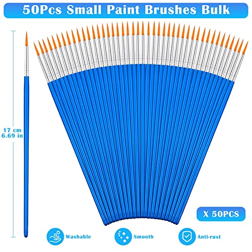 Anezus 50Pcs Round Paint Brushes Bulk, Anezus Small Paint Brushes Classroom Brushes Set For Kids Model Canvas Painting Face Acrylic Watercolor Oil And Crafts thumb #2