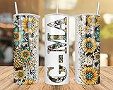 QPTADesignGift G-Ma Sunflower Turquoise Gemstone And Leopard - G-Ma Skinny Tumbler Cowhide Distressed Tumbler - Western Tumbler 20Oz Skinny Tumbler - G-Ma Gift