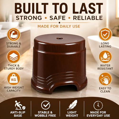 Image of PulGos 10 inches Anti- Slip Plastic Sitting Stool for Kitchen & Bathroom Lightweight Anti-Skid Bathroom Stools | Comfortable for Indoor and Outdoor use |Patla Chair for Garden and Home Use