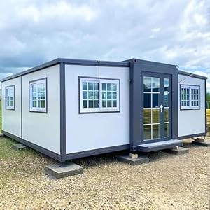 Portable Prefabricated Tiny Home 13x20ft, Mobile Expandable Plastic Prefab House for Hotel, Booth, Office, Guard House, Shop, Villa, Warehouse, Workshop (with Restroom).