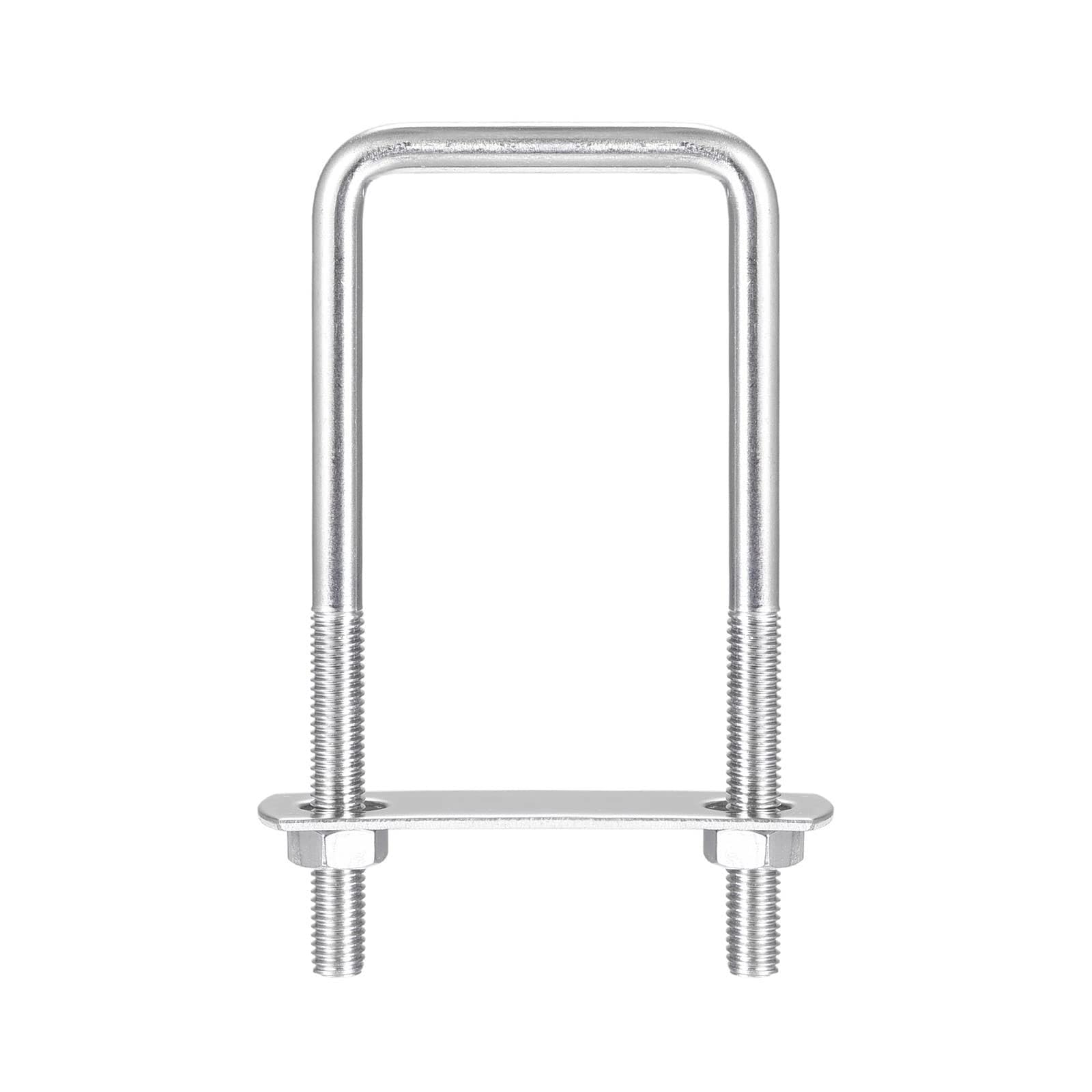 TA-VIGOR 2 sets M8 Square U-Bolts, 50mm Inner Width 120mm Length 304 Stainless Steel U-Bolts with Nut