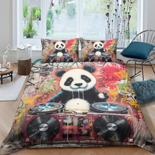 Funda Nórdica DJ Panda 3D Impresa Microfibra