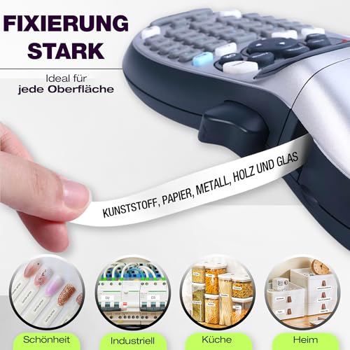 Klebeband, kompatibel mit Dymo LetraTag, 12 mm x 4 m, transparent, Ersatz-Pack für Dymo LetraTag XR, 200B, 100H, QX50