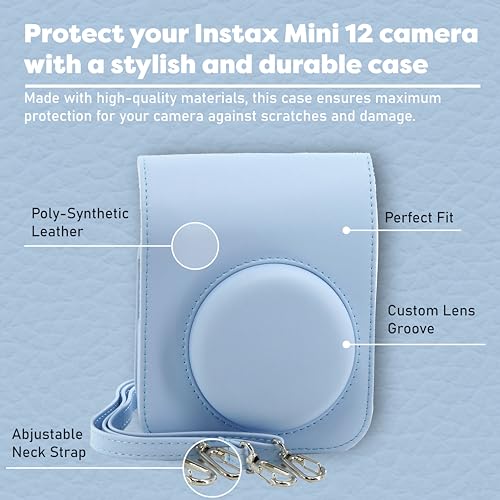 Image of Fujifilm Instax Mini 12 Instant Camera Bundle with Fujifilm Instax Mini Instant Film Value Pack (60 Sheets) with Accessories Including Protective Case, Strap, Photo Album (Pastel Blue)