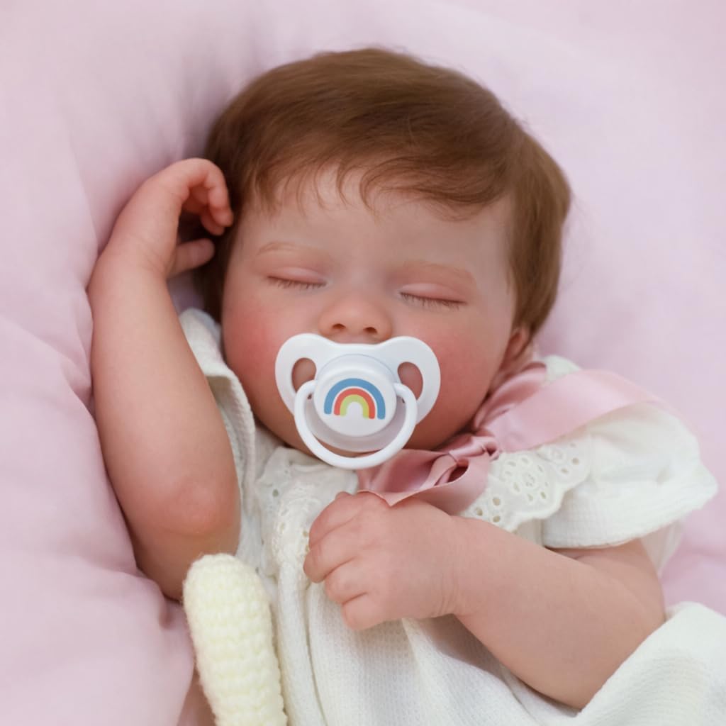 SCOM Lifelike Reborn Baby Dolls Quinbee - 20-Inch Realistic Reborn Doll Girl Soft Body Eyes Closed Newborn Real Life Baby Doll That Look Real for Kids Age 3+