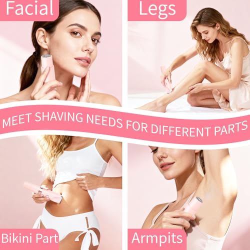Image of Wet & Dry Electric Razor for Women Men,4 in 1 Rechargeable Led Display Electric Shaver and Facial Hair Remover,Painless Ladies Body Razors for Nose Face Body Leg Bikini Arm Hair (Rose)
