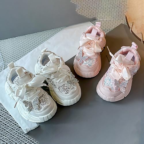 Girls Bow Lace Elegant Sneakers Chunky Sole Non Slip Running Birthday Sport Shoes Kids Ankle Breathable Sneakers4