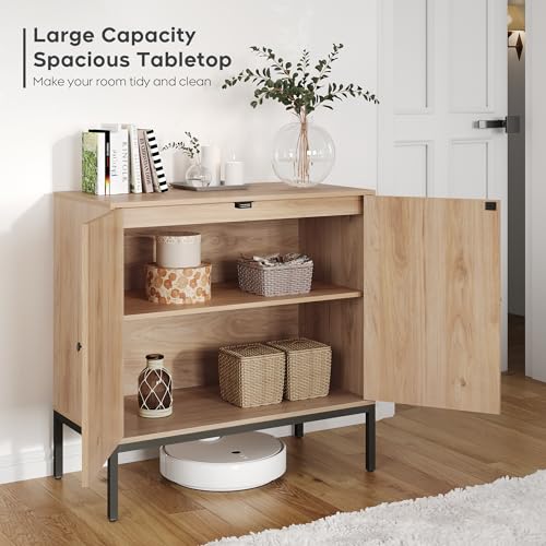 Brafab QH207D Set Of 2 Sideboard Buffet Cabinet With Storage, Sideboard Cabinet With Natural Rattan Decorated Doors thumb #3