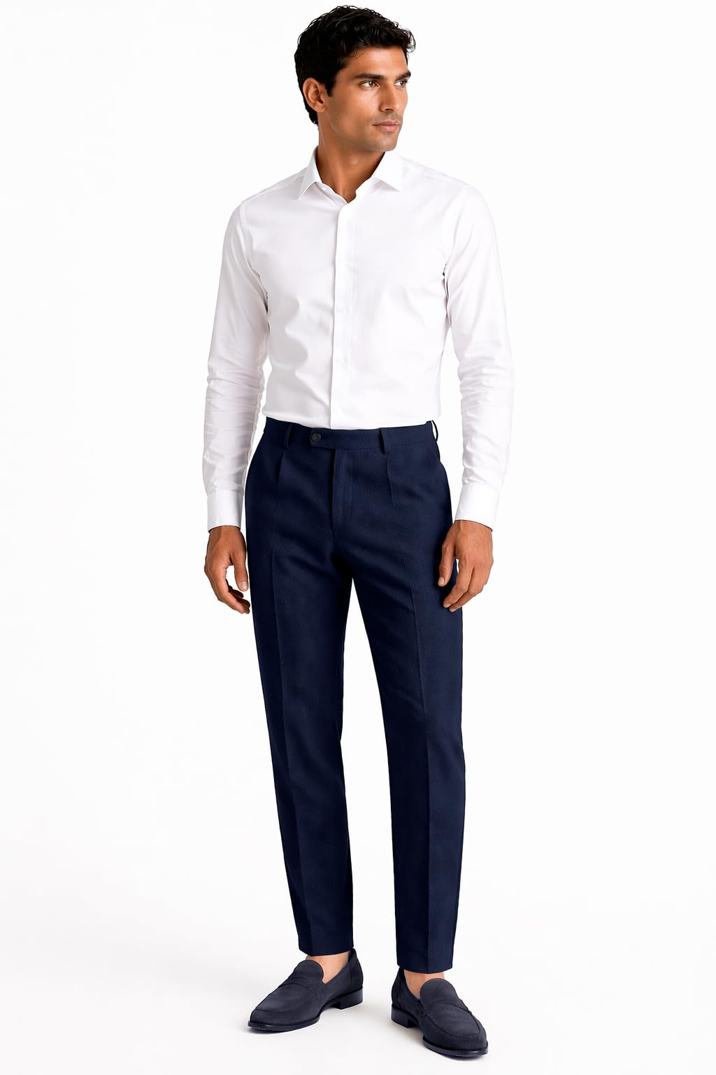 Pantalone Uomo Sartoriale Regular Fit Made in Italy – Misto Cotone con Fantasia Chicco di Riso – Casual Elegante con Tasche