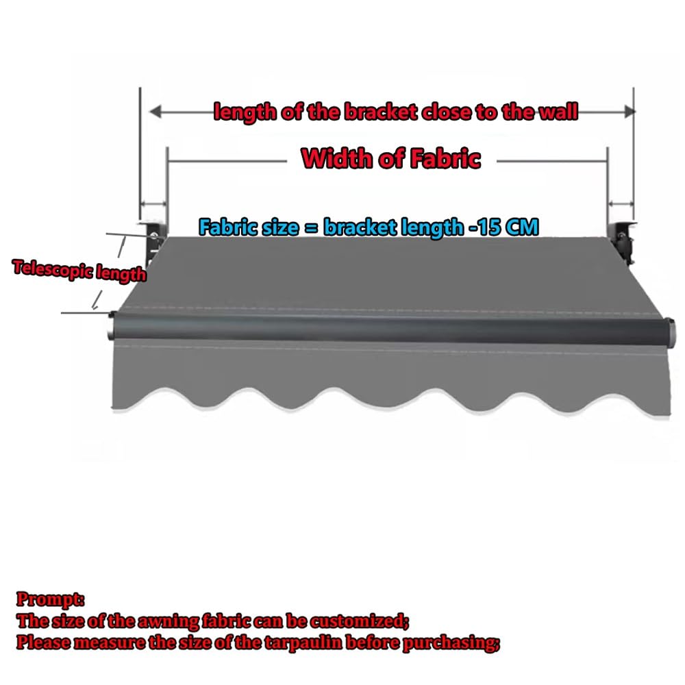 Tessuto di ricambio per tenda da sole 3,5 x 3,5 m, impermeabile, retrattile, tenda da sole, riparo, blu, soluzione per tende da esterni (3 x 1,5 m)