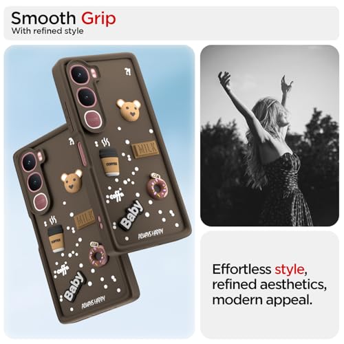 Image of Amazon Basics Back Cover for Vivo Y31 5G | Cute Fun Cartoon 3D Bear Silicone Full Body Protection Bumper case (Brown)