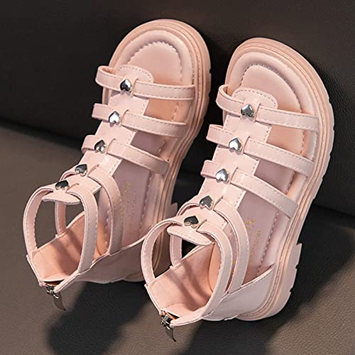 Girls Gladiators Sandals Open Toe Cute Flat Dress Sandals Summer Outdoor Beach Shoes Toddler/Little (Pink, 2.5 Big Kids)4