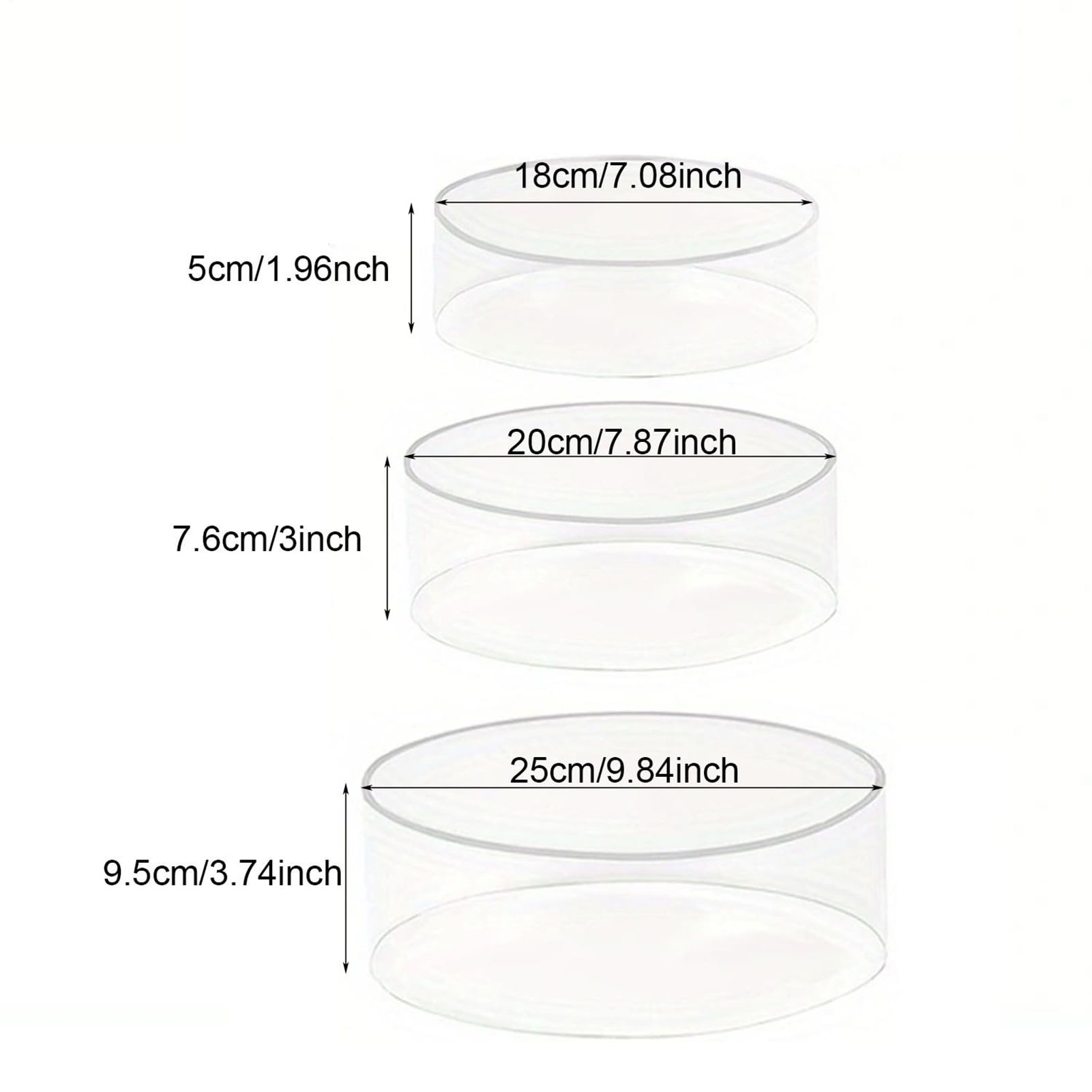 Expositor de tartas de acrílico transparente | Expositor para tartas de boda | Cilindro , estante de mesa, 3 piezas para joyas, panadería, flores, decoración del hogar, buffet