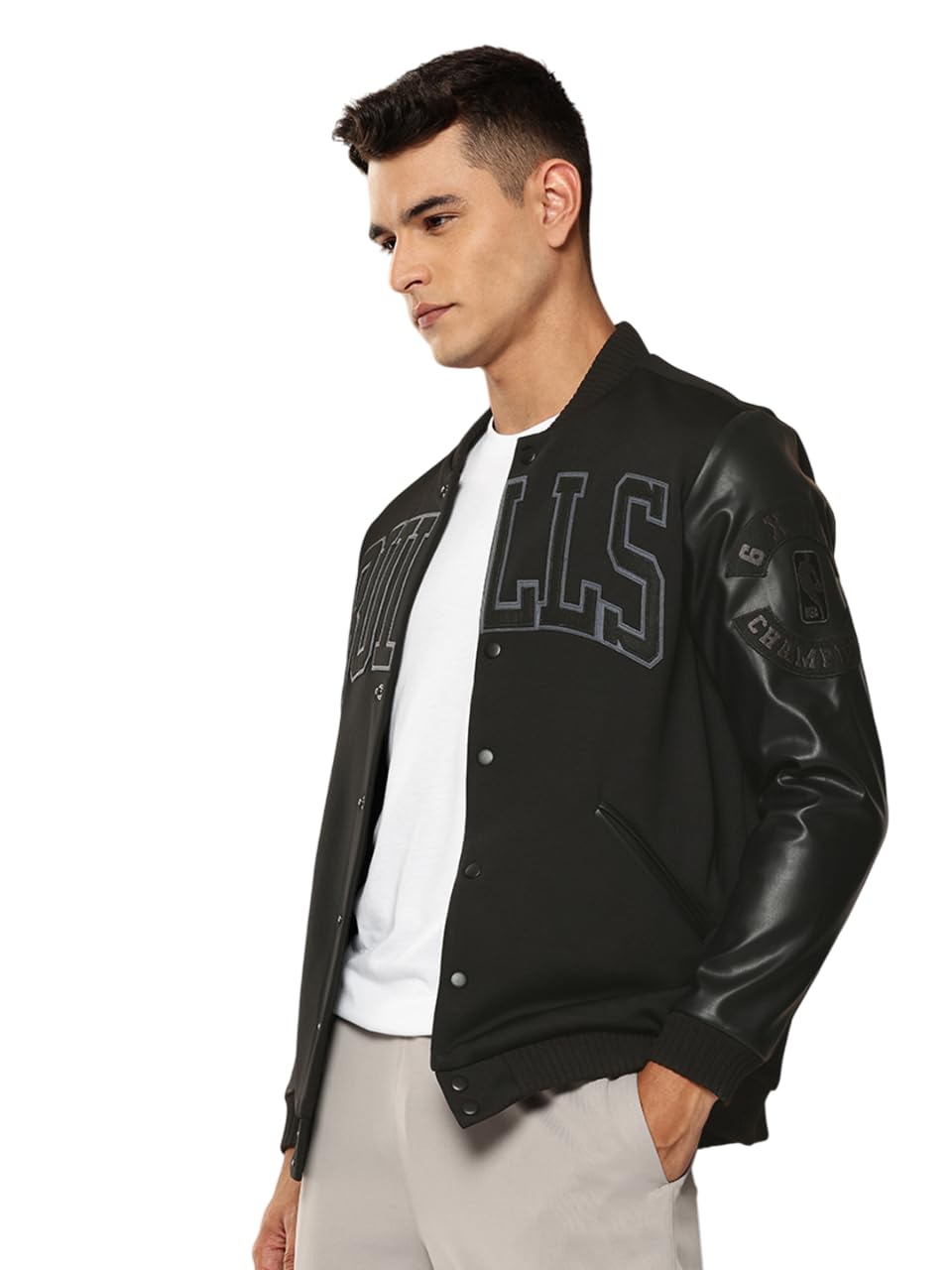 shop the arena Chicago Bulls Black Varsity Jacket-picture-20