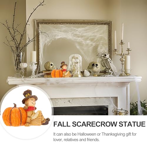 Elegantes calabazas artificiales de resina con espantapájaros para interiores 8