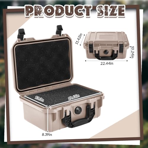 Image of Relaxweex 1 Pcs Waterproof Hard Case with DIY Customizable Foam Insert Portable Protective Case with Knife for Camera Drones Equipments Tools Test Instruments(Tan,22.4 x 16.1 x 10.2 Inch)