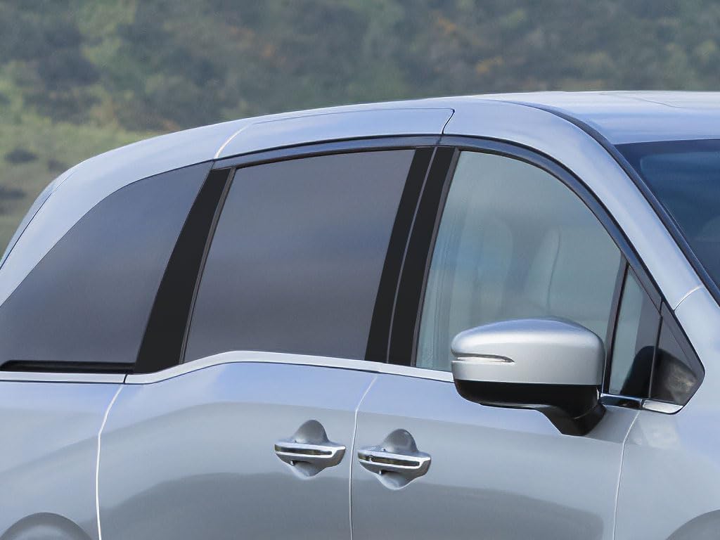 Rvinyl Pillar Post Window Trim Compatible with Honda Odyssey 2018-2023 - Matte (Black)