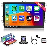 2G 64G Android 13 CarPlay Car Radio for VW Passat Jetta Seat Golf Skoda Polo Tiguan Beetle, Rimoody 9 inch Touch Screen 2 Din Car Stereo with Android Auto/Bluetooth/GPS/WiFi +AHD Backup Camera
