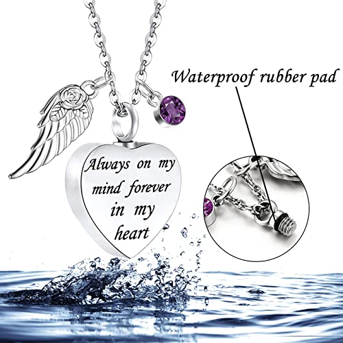 Stainless Steel 6-Piece Set Urn Necklace for Ashes Men Women Pendant Cremation Heart Cross Cubic Urn Keepsake Locket Ashes Memorial Ashes Necklace (6Pcs - Purple)3