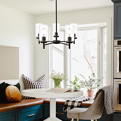 Vinluz 1810-5-19 Contemporary 5-Light Large Chandeliers Oil Rubbed Bronze Modern Lighting Fixtures Hanging Clear Glass Shades Pendant Lighting thumb #2