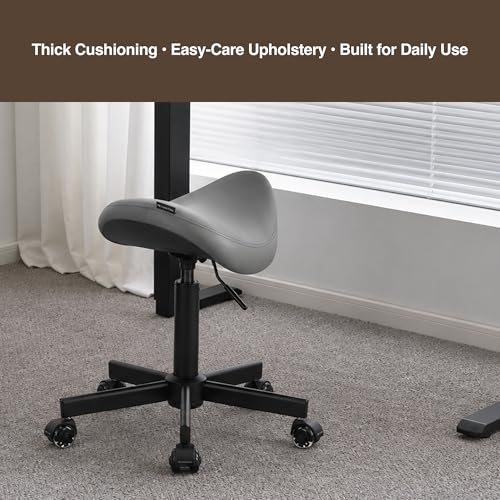 Image of Haku 506 Series Ergonomic Saddle Stool, Adjustable Pneumatic Swivel Rolling Stool with Wheels for Salon, Medical, Spa, Tattoo, Home and Office, Grey