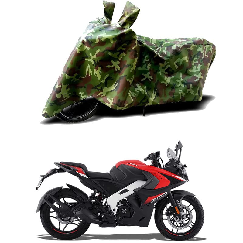 Image of 100% Water Resistant Bike Scooty Two Wheeler Body Cover Compatible for Bajaj Pulsar RS 200 /UV-Rays /Heat Protection /Birds Dropping /Scratchproof /Dust Proof /Waterproof /All Varient[Green MJ]