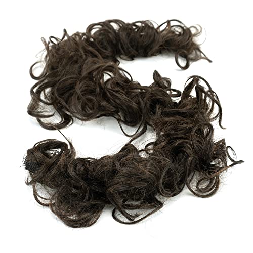 IMISSU Large Size Hairpiece Curly Messy Hair Bun Wrap Scrunchies Elastic Hair Band Donut Updo Chignon Hair Extension Piece for Women (Light Brown)