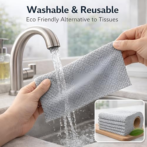Image of DALUCI Microfiber Cleaning Cloth Roll 40 Pcs (25x25CM) Reusable Tearable Kitchen Cleaning Cloth Ultra Absorbent Lint Free Washable Cleaning Cloth for Kitchen Home Car