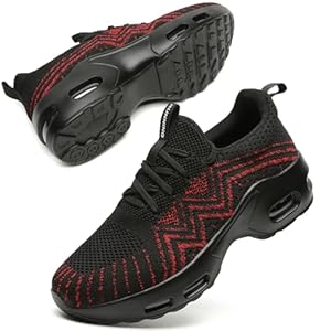 Womens Trainers Gym Running Shoes Lightweight Walking Sneakers Womens Breathable Mesh Sport and Outdoor Tennis Jogging Shoes Air Cushion Slip On Ladies Trainers