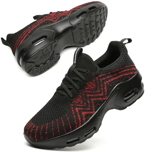 Womens Trainers Gym Running Shoes Lightweight Walking Sneakers Womens Breathable Mesh Sport and Outdoor Tennis Jogging Shoes Air Cushion Slip On Ladies Trainers