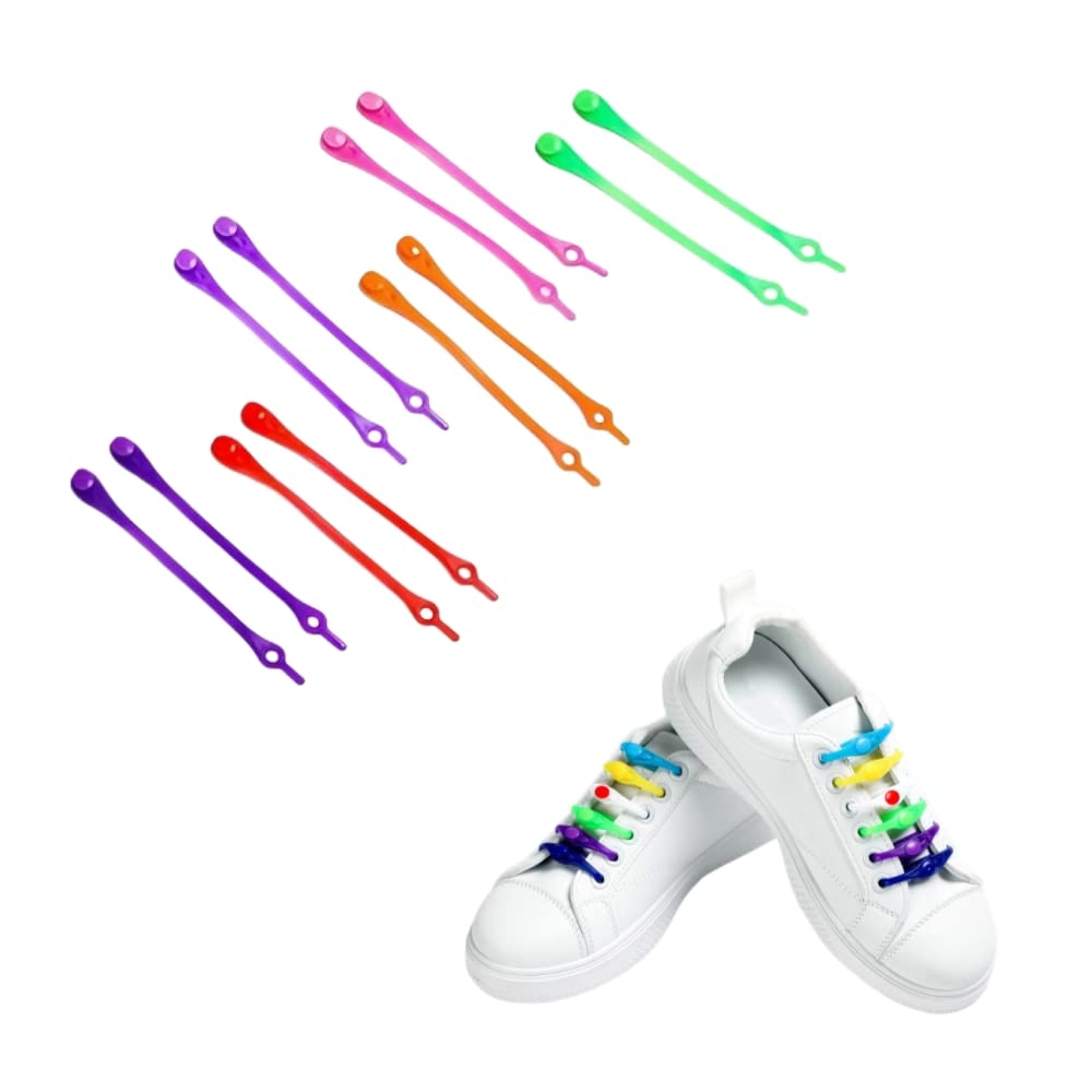 Aston Andia12PCS Shoe Laces for Adults Kids Elastic Laces for Shoes Multiple Color Stretch Silicone No Tie Laces for Sneakers(11.5cm)