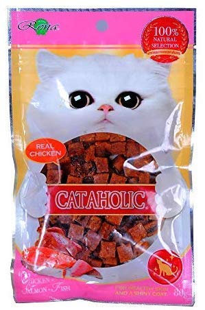 Cataholic | Cat Treats | Temptation Flavors Available with Multi-Packs (Neko Cat Chicken & Salmon Cubes, 80 gm) and Best Treat to Train Your pet Easily| Breeds of Cats can use it