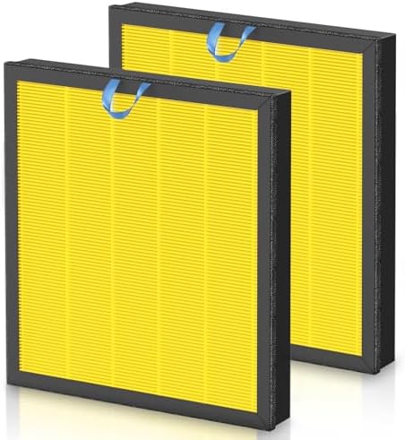 isinlive 2 Pack Vital 100S Pet Replacement Filter for LEVOIT Vital 100S Vital 100S-P Air Purifier, H13 True HEPA and High-Efficiency Activated Carbon Filter, Vital 100S-RF-PA, LRF-V102-YUS, Yellow