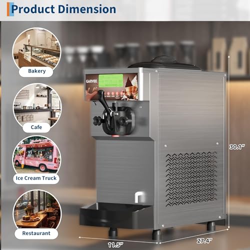 Image of Three-Head Countertop Soft Serve Ice Cream Machine | Stainless Steel Commercial Ice Cream Maker | Single-Control Triple Flavor Ice Cream Machine