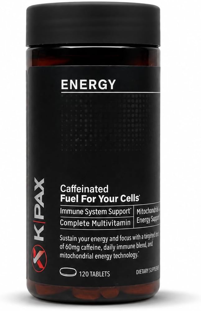 KPAX Energy - Mitochondrial Supplement - Caffeine, CoQ10, NAC & 30+ Mitochondrial Nutrients - One a Day, 120 Tablets, 4mo Supply