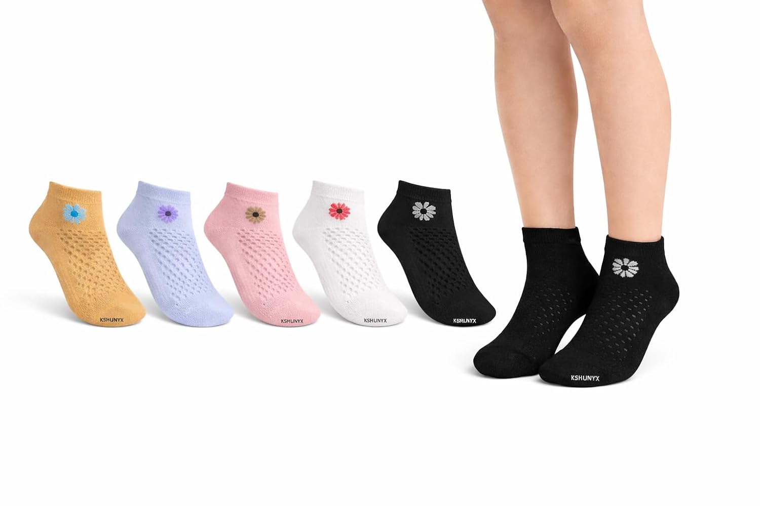 KSHUNYX Kids Ankle Length Cotton Socks | Pack of 5 | Cute Flower Design | Breathable Knit | Soft & Comfortable Socks for B... - Review, Price and Buying Guide
