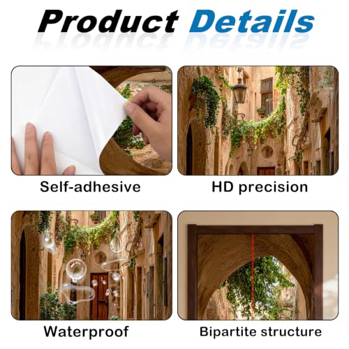 Image of Nuxovilar Tuscan Lane Door Cover 30.31x78.74 Inches PVC Decal | Mural Decals, Door Covers sunlit landscape wraps, adhesive sheets bedroom kitchen apartment (Tuscan Lane)