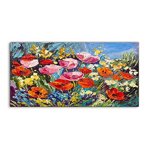 Image sur verre 140x70 cm decoration murale salon fleurs des champs