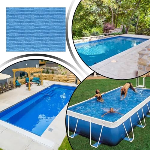 Swimming Pool Cover, Rectangle Kiddie Pool Lid, Solar Heatt Insulation Cover for Outdoor Hot Tub, Backyard SplashPool, Home Use Protection from Debris Leaves and Water Evaporation