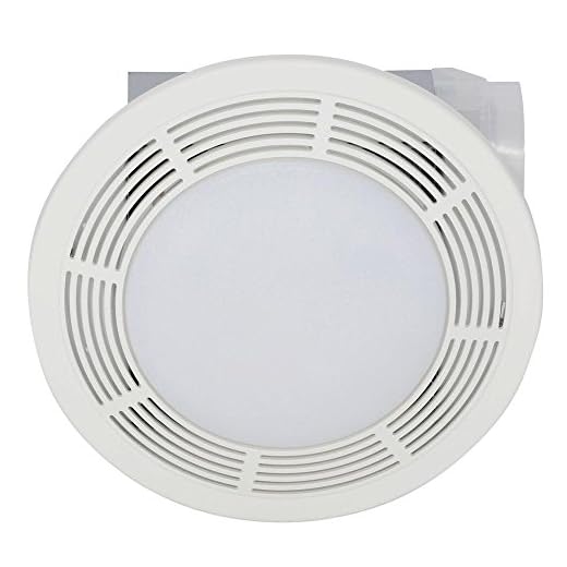Broan-NuTone 751 Round Fan and Light Combo for Bathroom and Home, White Grille with Glass Lens, 100-Watts, 5.0 Sones, 100 CFM