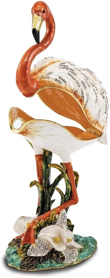 Diamond2Deal Bejeweled Mango Large Flamingo Trinket Box Luxury