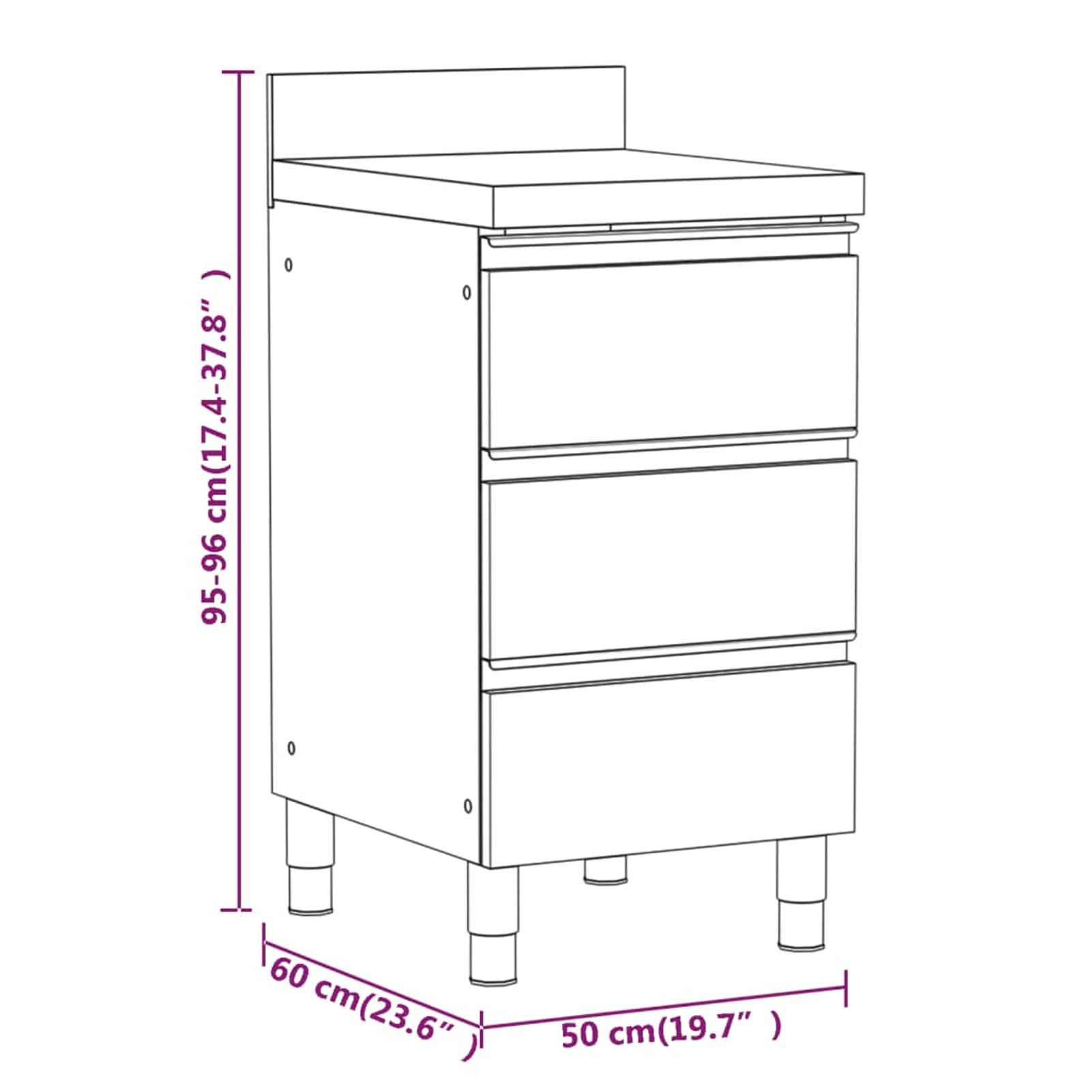 Homgoday Armadi da cucina commerciale, 2 pezzi, in acciaio inox, armadio con lavello e armadio con 3 cassetti per sala da pranzo, soggiorno, ristorante, hotel