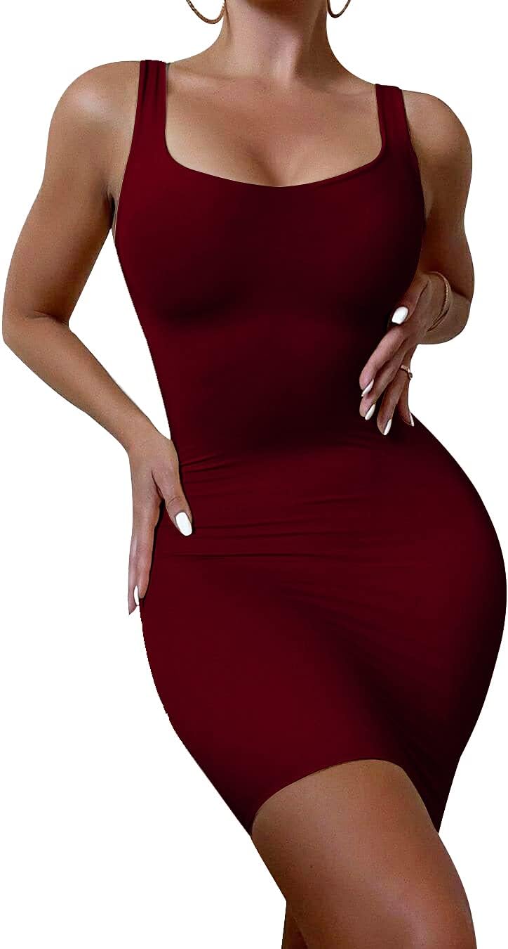 YFANG Women's Casual Tank Top Bodycon Dress Basic Sleeveless Club Mini Dress - Image 6