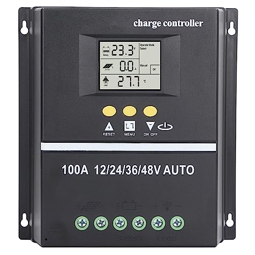 Controlador de Carga Solar, 12V 24V 36V 48V Pantalla LCD Retroiluminada Adaptable MPPT Controlador de Panel Solar con...